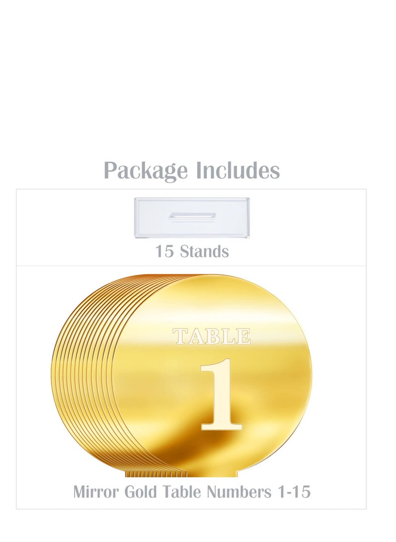 SYOSI - Acrylic Wedding Table Numbers 1-25 with Stands,4.8"Round Mirror Gold Table Number Signs and Holders for Wedding Reception, Party, Event, Centerpiece Decoration (Gold, 1-25) - Image 1