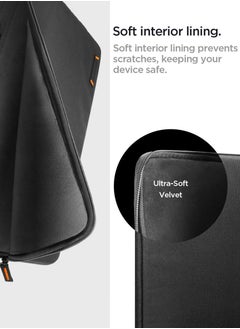Spigen Laptop Pouch Sleeve 16 inch Water Resistant Slim Lightweight Cover Case Ultra Soft Velvet Compatible with 15 to 16 inch Laptops and Tablets - Black  - Image 5