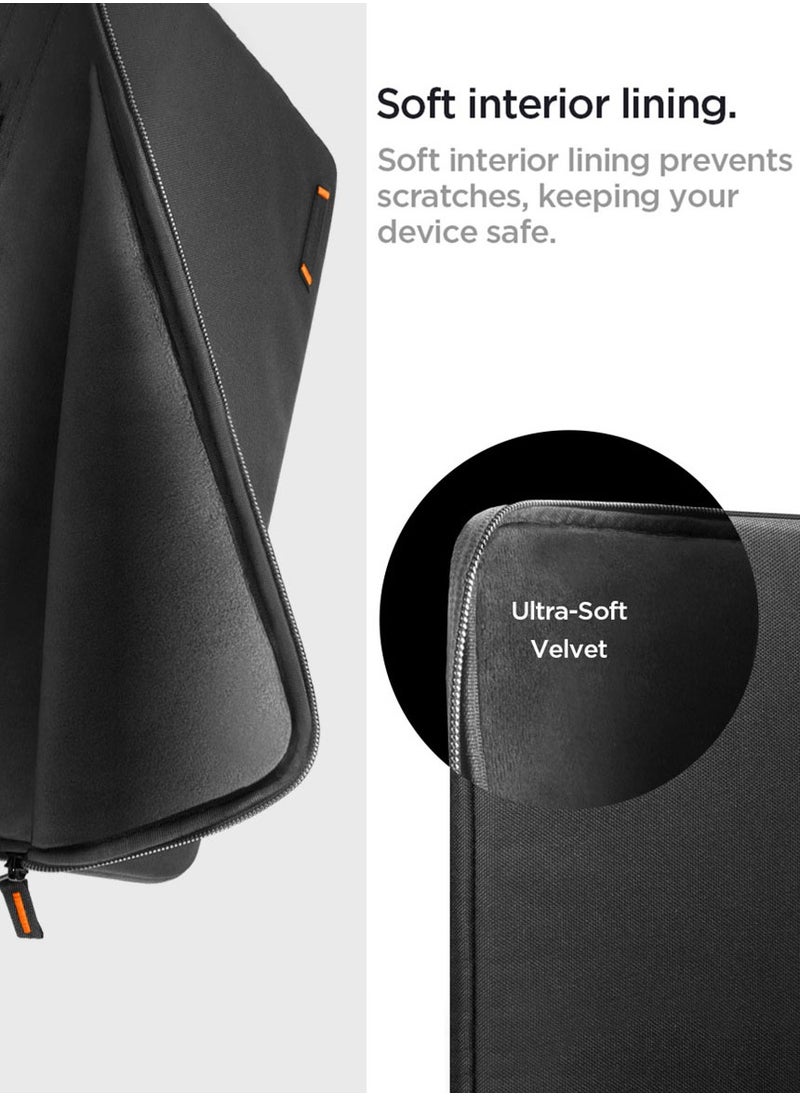 Spigen Laptop Pouch Sleeve 16 inch Water Resistant Slim Lightweight Cover Case Ultra Soft Velvet Compatible with 15 to 16 inch Laptops and Tablets - Black  - Image 5