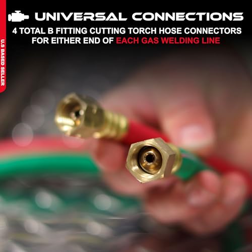 ABN Oxy Acetylene Hose, 50 Foot x 1/4 Inch - B Fitting Twin Cutting Torch Hose for Welding - Image 3