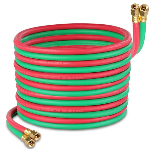 ABN Oxy Acetylene Hose, 50 Foot x 1/4 Inch - B Fitting Twin Cutting Torch Hose for Welding - Image 1