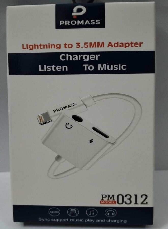 PROMASS Lighting 3.5mm Adapter White.  - Image 1