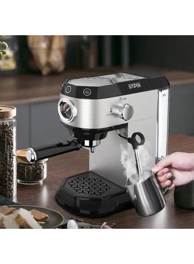 Winning Star Espresso Coffee Machine/15 Bar/1L Water Tank/Stainless Steel Housing/1450W - Image 1