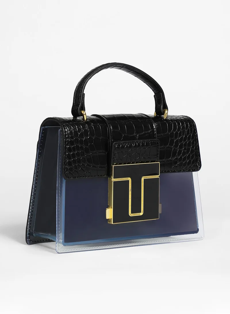 Haute Sauce Women's Frosted Block Hand Bag - Midnight Black