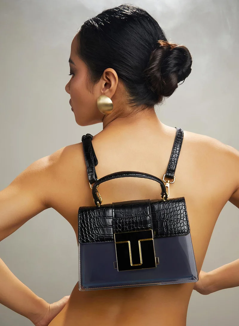 صوص هاوت Women's Frosted Block Hand Bag - Midnight Black