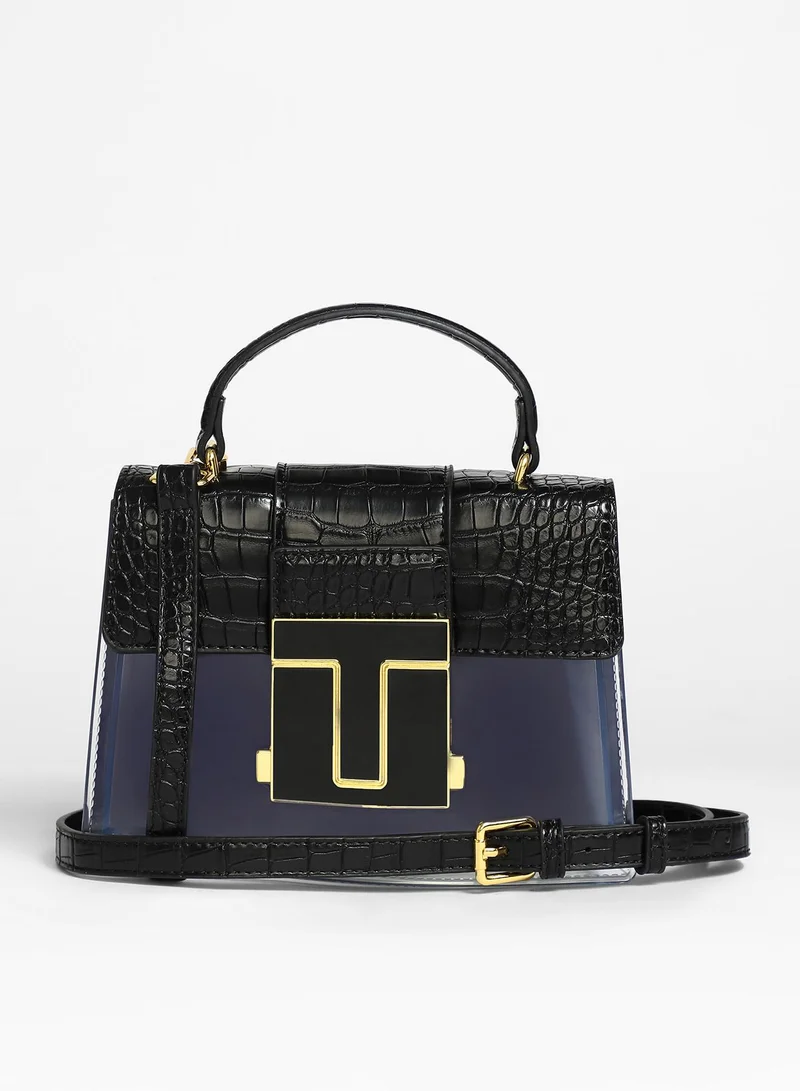 Haute Sauce Women's Frosted Block Hand Bag - Midnight Black