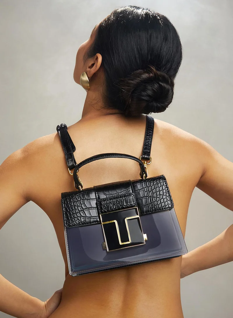 Haute Sauce Women's Frosted Block Hand Bag - Midnight Black