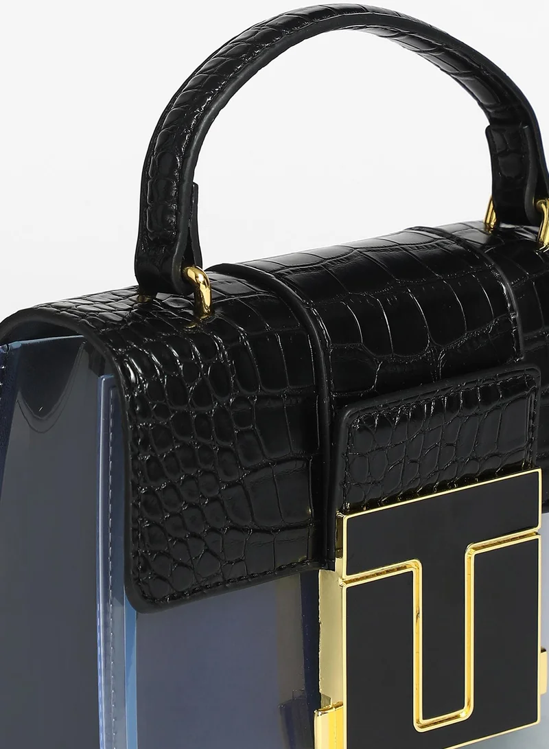 Haute Sauce Women's Frosted Block Hand Bag - Midnight Black