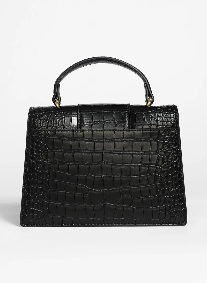 Haute Sauce Women's Frosted Block Hand Bag - Midnight Black