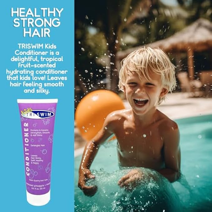Triswim KIDS SCENTED CONDITIONER AFTER- SWIMMER HAIR CARE, CHLORINE REMOVAL, DETANGLES, DANDRUFF AND DRY SCALP RELIEF - Image 2