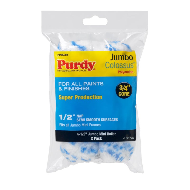Purdy 140624033 Jumbo Mini Colossus Roller Replacements, 2-Pack, 4-1/2 inch x 1/2 inch nap - Image 1