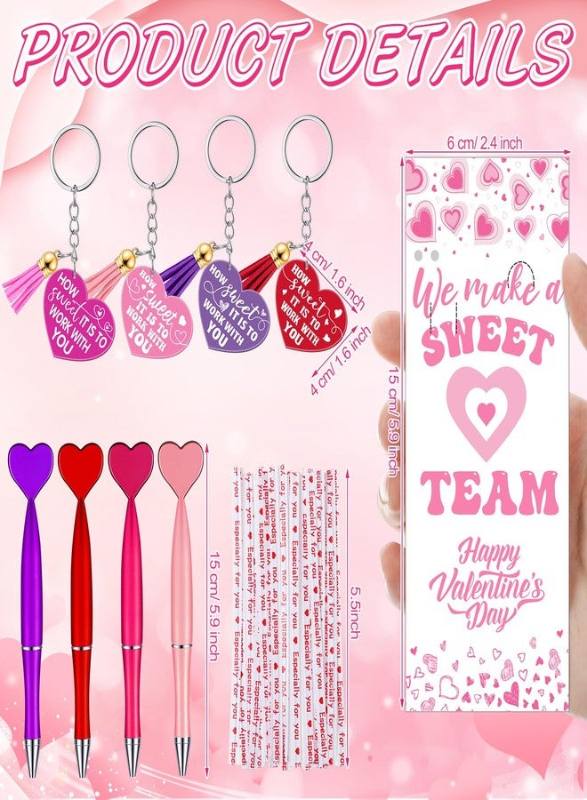 Gilprop 24 Sets Valentine Gifts for Coworkers Employees Valentine Team Staff Appreciation Gifts Bulk Include Ballpoint Pens Heart Keychain and Thank You Inspirational Greeting Card with Tie - Image 3