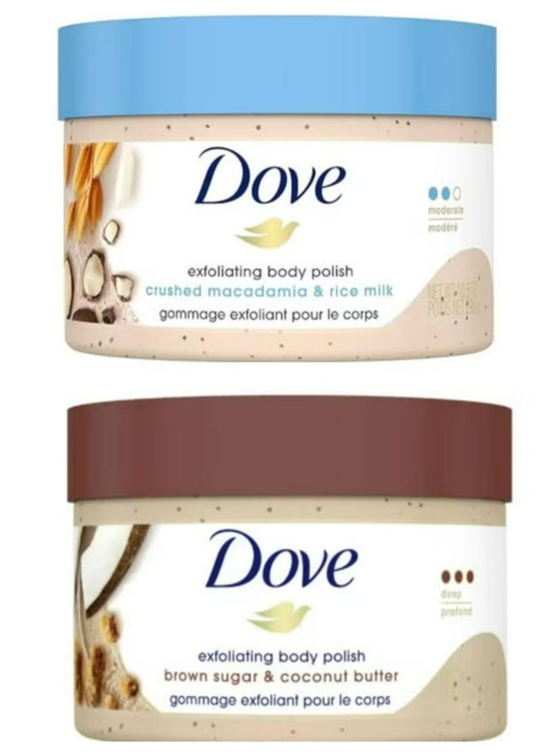 دوف مقشر للجسم بحليب الأرز وزبدة جوز الهند 298 جرام قطعتين