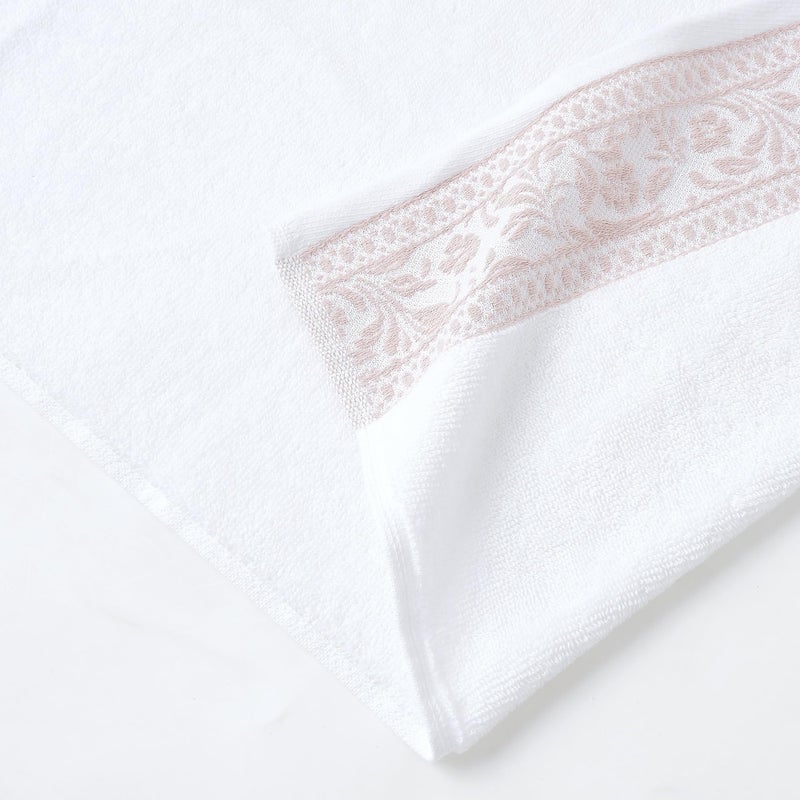 Modern Threads Allie 6-Piece 100% Cotton Towel Set â€“ Jacquard Floral Border â€“ Includes 2 Bath Towels, 2 Hand Towels, 2 Washcloths â€“ Absorbent, Quick Dry, Soft & Durable â€“ Blush Pink - Image 2