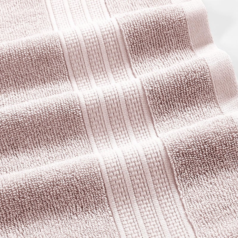 Modern Threads Allie 6-Piece 100% Cotton Towel Set â€“ Jacquard Floral Border â€“ Includes 2 Bath Towels, 2 Hand Towels, 2 Washcloths â€“ Absorbent, Quick Dry, Soft & Durable â€“ Blush Pink - Image 3