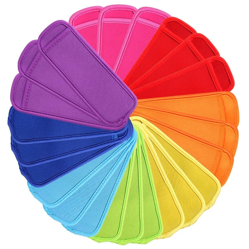 JANYUN JANYUN 24 Pack Reusable Popsicle Bags Ice Pop Sleeves Antifreezing Sleeves Multicolor