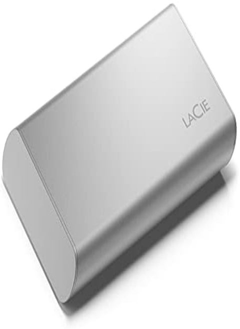 LaCie Portable SSD, 1TB, External SSD, USB-C, Iphone 15 Pro compatible, 2nd generation USB 3.2, speeds up to 1050MB/s, Moon Silver, for Mac, PC and iPad (STKS1000400)