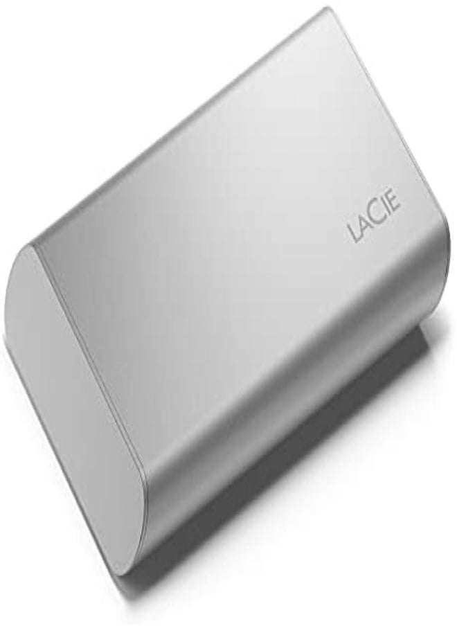 LACIE - LaCie Portable SSD, 1TB, External SSD, USB-C, Iphone 15 Pro compatible, 2nd generation USB 3.2, speeds up to 1050MB/s, Moon Silver, for Mac, PC and iPad (STKS1000400) - Image 1