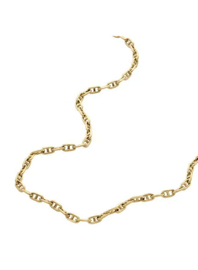 FOSSIL  Heritage Gold-Tone Brass Anchor Chain Necklace for Women | Best Price UAE