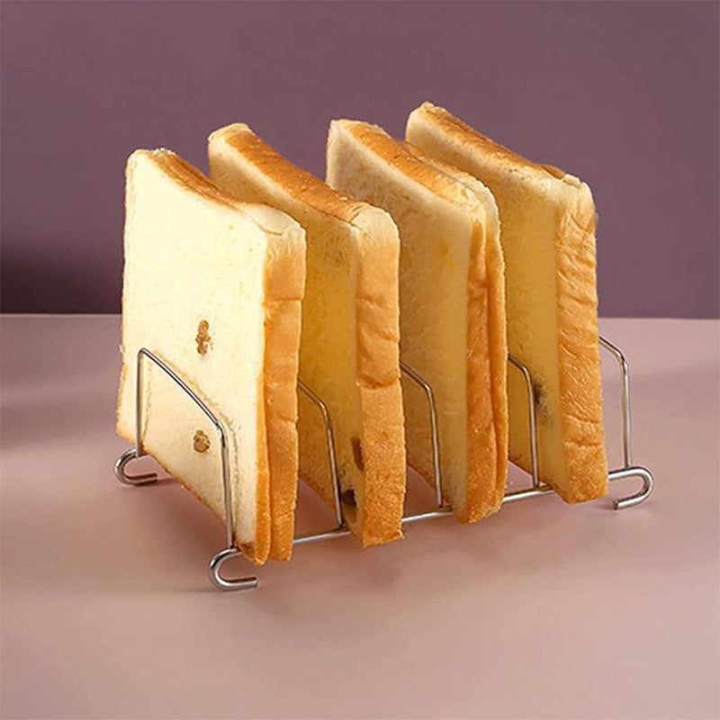 8 Holes Stainless Steel Tool Toast Cooling Grid Bread Rack Rectangle Air Fryer Accessories Organizer Safe Healthy Stainless Steel Toast Rack - Image 5