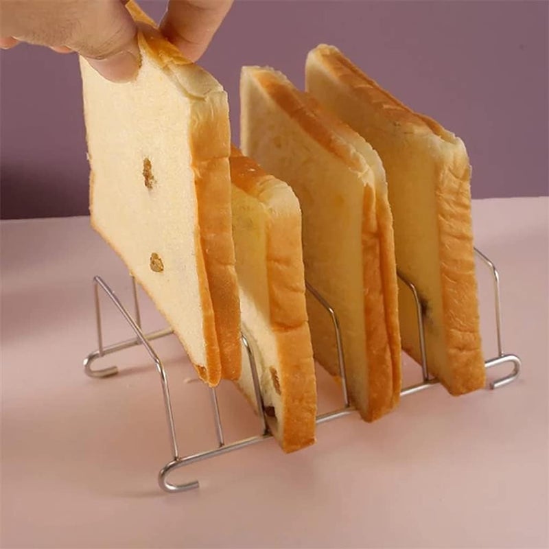 8 Holes Stainless Steel Tool Toast Cooling Grid Bread Rack Rectangle Air Fryer Accessories Organizer Safe Healthy Stainless Steel Toast Rack - Image 4