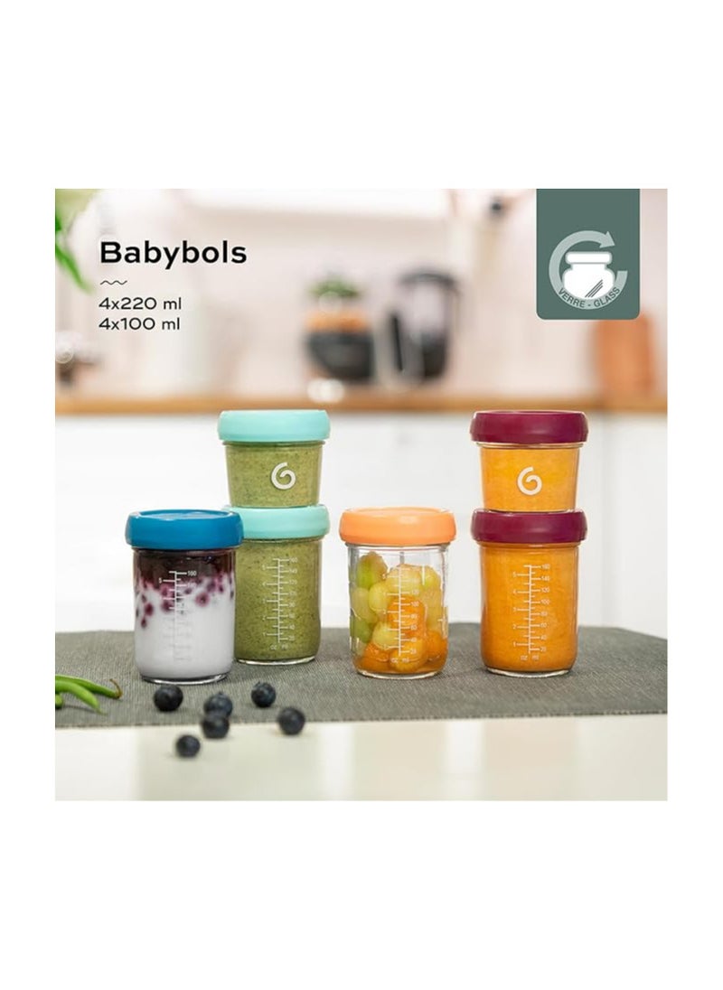 babymoov Babymoov - Glass Baby Bowls, 4X (220+100) Airtight Food Storage Containers With Recipe Book  - Image 2