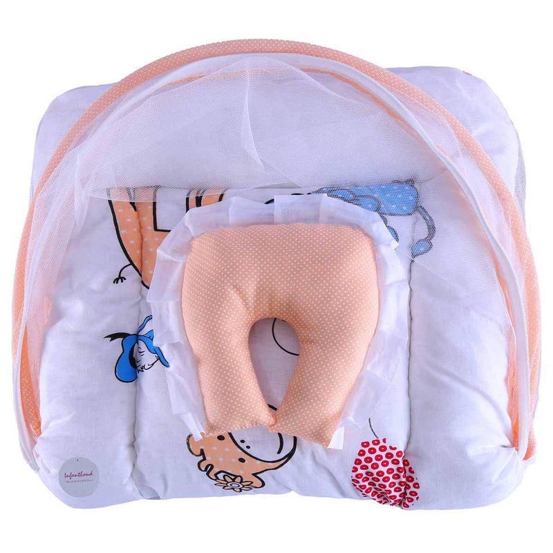 Infantbond Baby Folding Digital Print Mattress with Mosquito Net06 MonthsSize L32Inchs B19Inchs Peach - Image 4