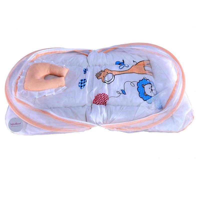 Infantbond Baby Folding Digital Print Mattress with Mosquito Net06 MonthsSize L32Inchs B19Inchs Peach - Image 2