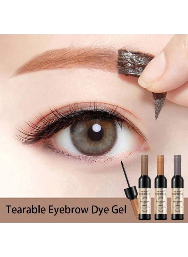 SURORAIN Wine Eyebrow Gel 3 Colors Bottle Tattoo Brow Tint Beauty Dyeing Cream Peelable Tearing Colouring Gel Waterproof Quick Dry No Smudge Easy to Color - Image 4