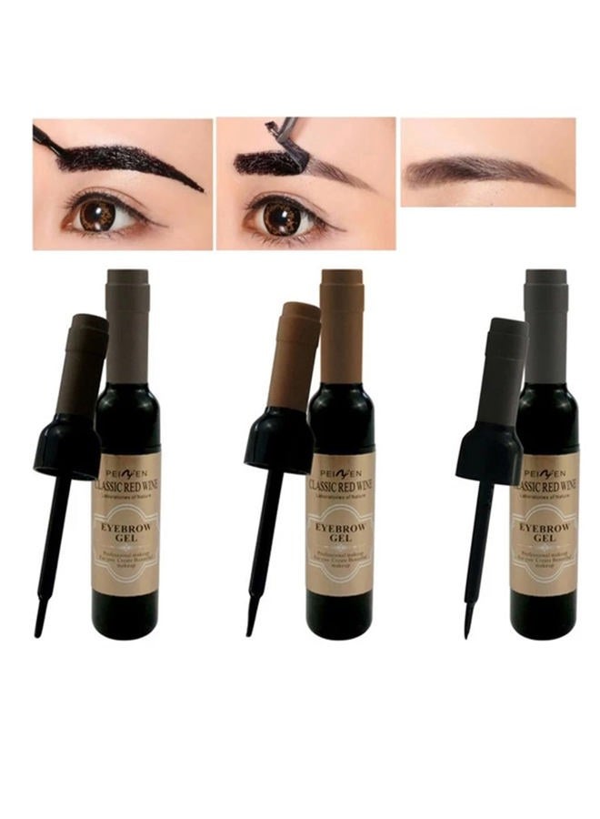 SURORAIN Wine Eyebrow Gel 3 Colors Bottle Tattoo Brow Tint Beauty Dyeing Cream Peelable Tearing Colouring Gel Waterproof Quick Dry No Smudge Easy to Color - Image 1