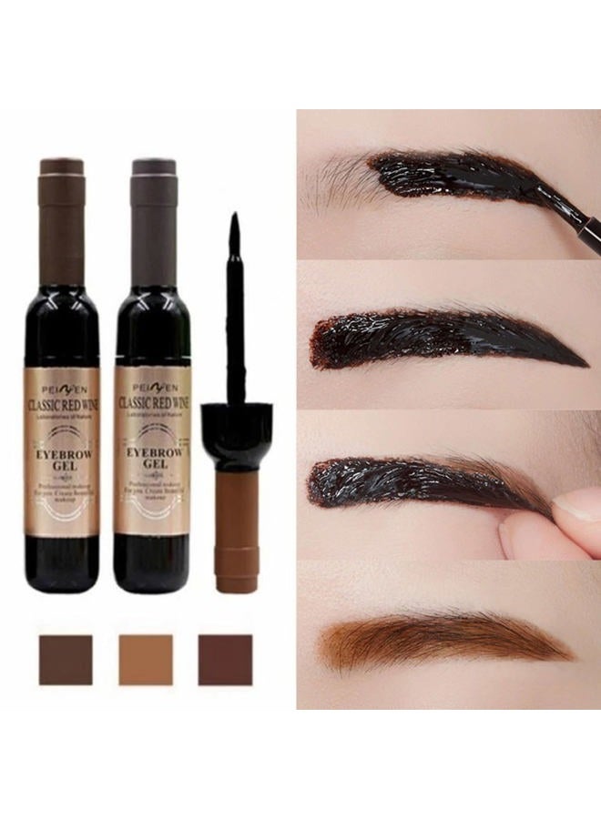 SURORAIN Wine Eyebrow Gel 3 Colors Bottle Tattoo Brow Tint Beauty Dyeing Cream Peelable Tearing Colouring Gel Waterproof Quick Dry No Smudge Easy to Color - Image 2