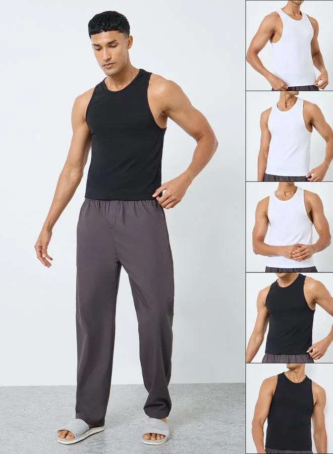 Styli Styli Pack of 5 - Cotton Stretch Round Neck Vest