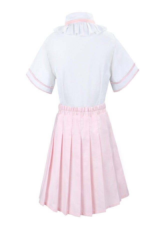 Billion Xin Girls' School Uniform Skirt Set，Girls Bow Tie Shirt Top with Pleated Mini Skirt Suit Costume Cute Student Outfit Set - Image 2