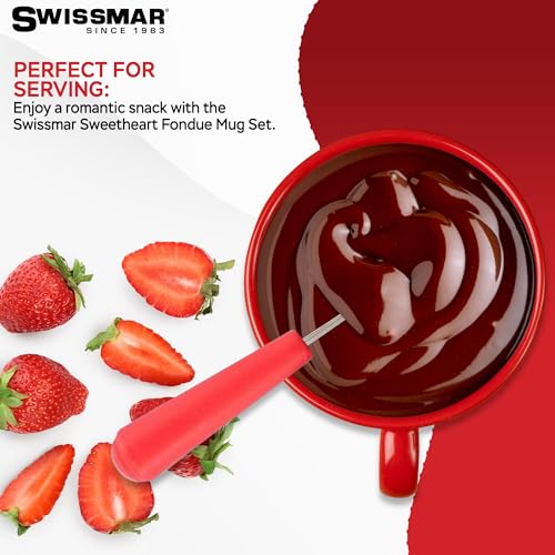 Swissmar 4-Piece Sweetheart Chocolate Fondue Mug Set – Mini Fondue Set for Keeping Chocolate, Caramel, Cheese, & More Warm – Ideal Gift for Weddings & Desserts - Image 3