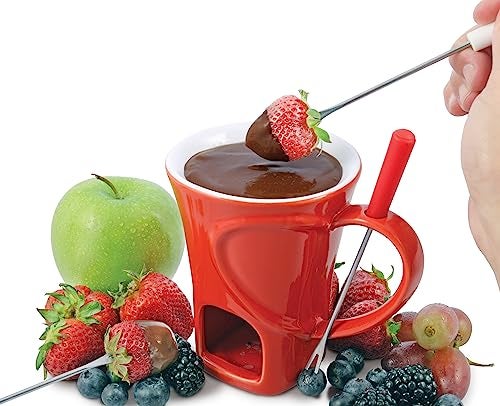 Swissmar 4-Piece Sweetheart Chocolate Fondue Mug Set – Mini Fondue Set for Keeping Chocolate, Caramel, Cheese, & More Warm – Ideal Gift for Weddings & Desserts - Image 2