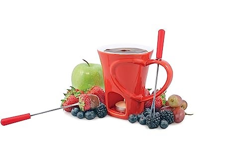 Swissmar 4-Piece Sweetheart Chocolate Fondue Mug Set – Mini Fondue Set for Keeping Chocolate, Caramel, Cheese, & More Warm – Ideal Gift for Weddings & Desserts - Image 4