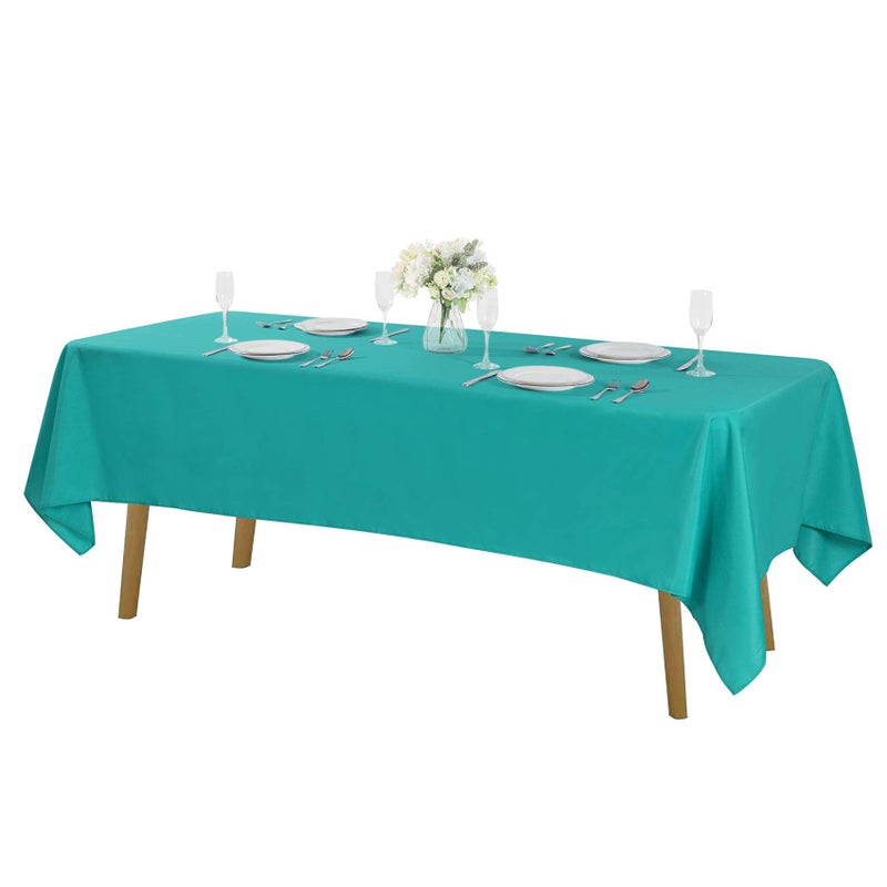 Cupuamon Rectangle Tablecloth 60x102 inch Washable Polyester Fabric Table Cloth for Wedding Party Dining Banquet Decoration(60x102  Turquoise) - Image 1