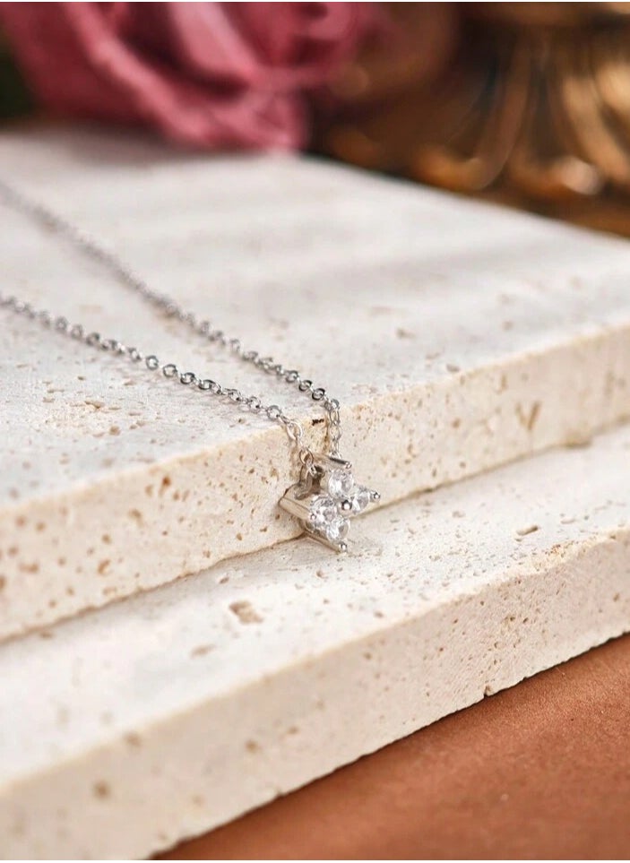 925 Sterling Silver Charms - Luxury Necklace Made With High Quality Of 925 Sterling Silver Soft And Extreme Precision Decorated With Natural Cubic Zirconia Crystals To Give A Gorgeous Look To The Princess She Deserves - Image 1
