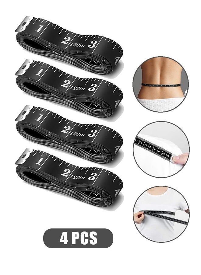 Generic 4 Pcs Tape Measure For Body Measuring, 60 inch Measuring Tape For Body Cloth Measurements, Sewing Tailor, Double Scale Soft Tape Measure (Black)  - Image 1
