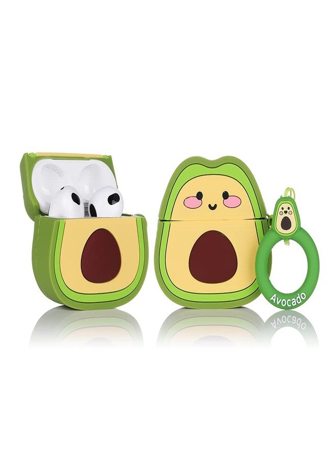 LEWOTE Silicone Case Compatible with Apple Airpods 3 Funny Cute Cover [Fruit Vegetable Series](Avocado)