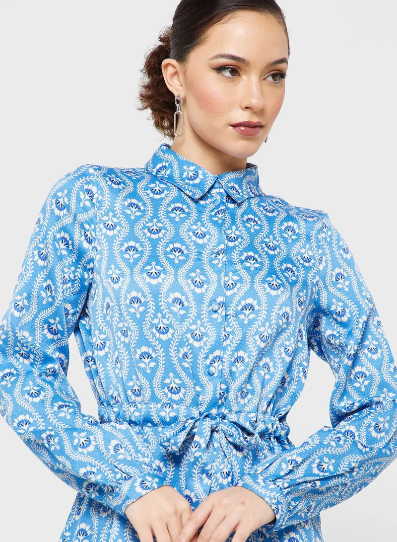 VERO MODA Printed Shirred Midi Dress