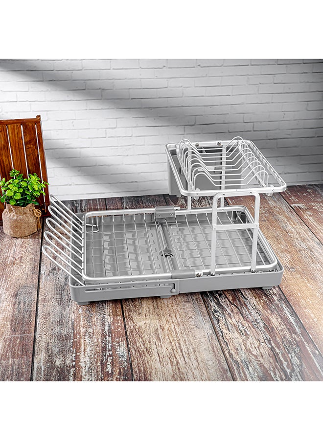 Royalford Dish Rack RF12280 Organizer for Kitchen to Keep Plates, Bowls, Quarter Plate, Cutlery, Cups Holds 8 Plate Aluminum Alloy Drying Stand with PP Drainer Board Multicolor - Image 1