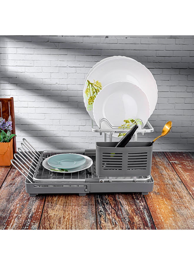 Royalford Dish Rack RF12280 Organizer for Kitchen to Keep Plates, Bowls, Quarter Plate, Cutlery, Cups Holds 8 Plate Aluminum Alloy Drying Stand with PP Drainer Board Multicolor - Image 3
