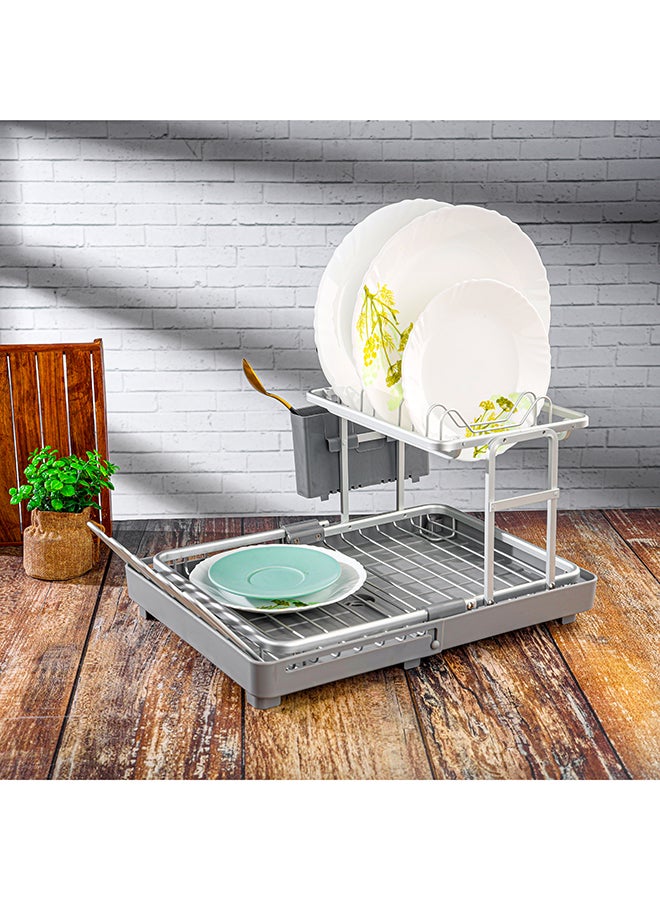 Royalford Dish Rack RF12280 Organizer for Kitchen to Keep Plates, Bowls, Quarter Plate, Cutlery, Cups Holds 8 Plate Aluminum Alloy Drying Stand with PP Drainer Board Multicolor - Image 2