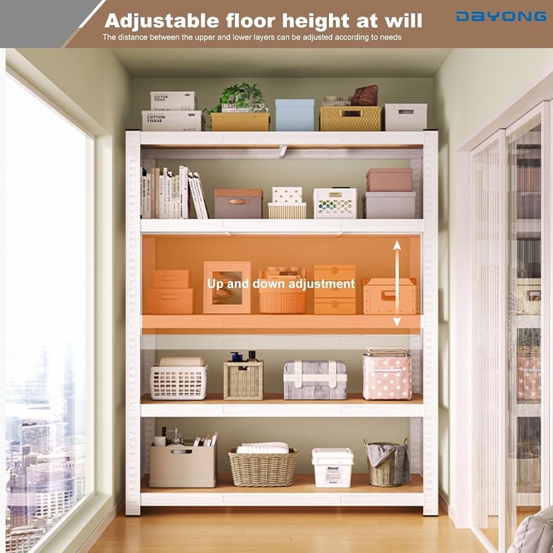 DAYONG 5 Tier Metal Storage Rack, Shelving Units, Storage Shelves, Shelf Storage Organizer for Kitchen, Living room, Bedroom, Office, Balcony (White) - Image 1