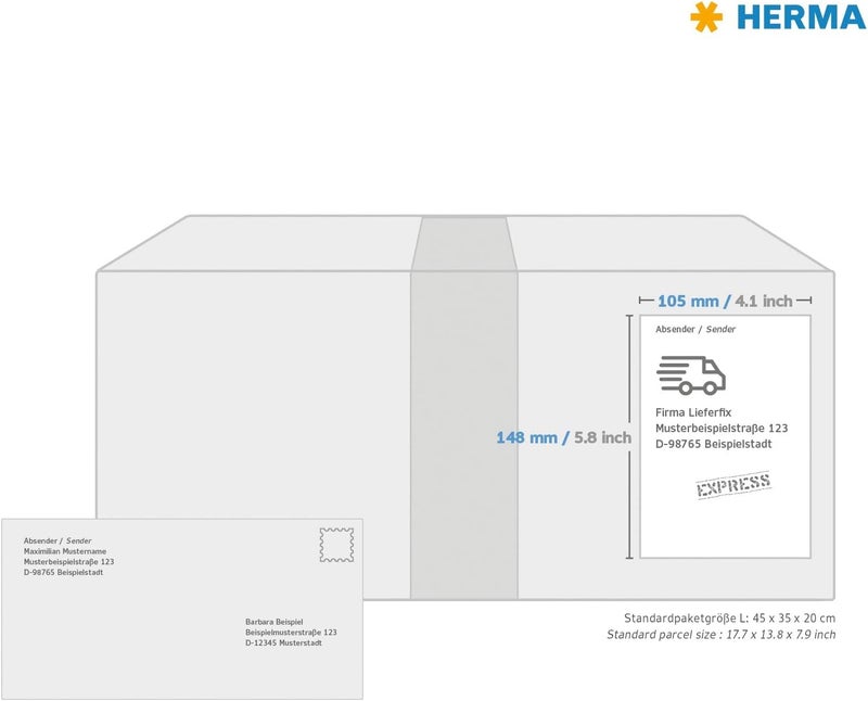 HERMA Self Adhesive Removable Labels, 4 Labels per A4 Sheet, 25 Sheets, 105 x 148 mm, 100 Labels, Blank Multipurpose Labels Stickers, Sticky Labels for Laser & Inkjet Printer, White All budget friendly options - Image 4