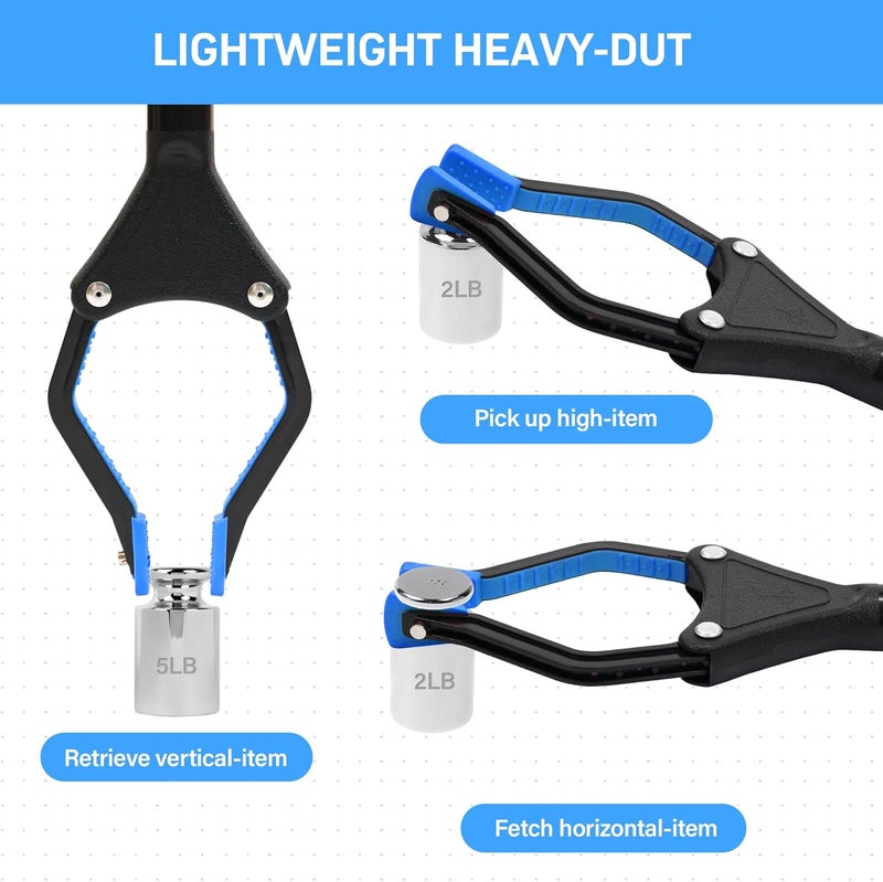 GrabRunner 32 inch Foldable Reacher Grabber Tool with Strong Magnetic Tip for Seniors, Disabled, After Surgery Recovery (Blue) - Image 4