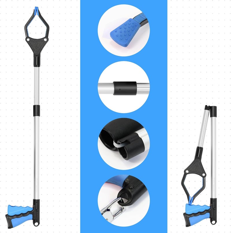 GrabRunner 32 inch Foldable Reacher Grabber Tool with Strong Magnetic Tip for Seniors, Disabled, After Surgery Recovery (Blue) - Image 5