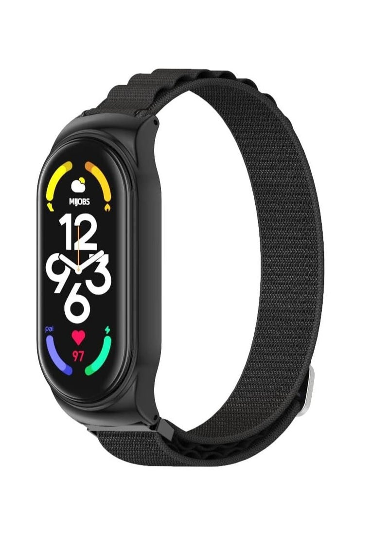 Generic Nylon Wristband Compatible for Xiaomi Mi Band 7/Mi Band 6/Mi Band 5/Mi Band 4/Mi Band 3, Adjustable Braided Elastic Solo Loop for Mi Band 7 6 5 4 3, Sport Strap Smart Watch  - Image 2