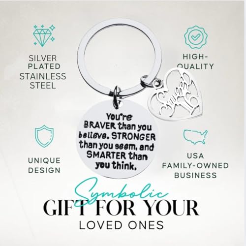 Infinity Collection Sweet 16 Keychain with Heart Charm – Braver Than You Believe Quote Stainless Steel Key Ring Gift for 16th Birthday, Teen Girls, Daughter, Granddaughter or Niece - Image 2